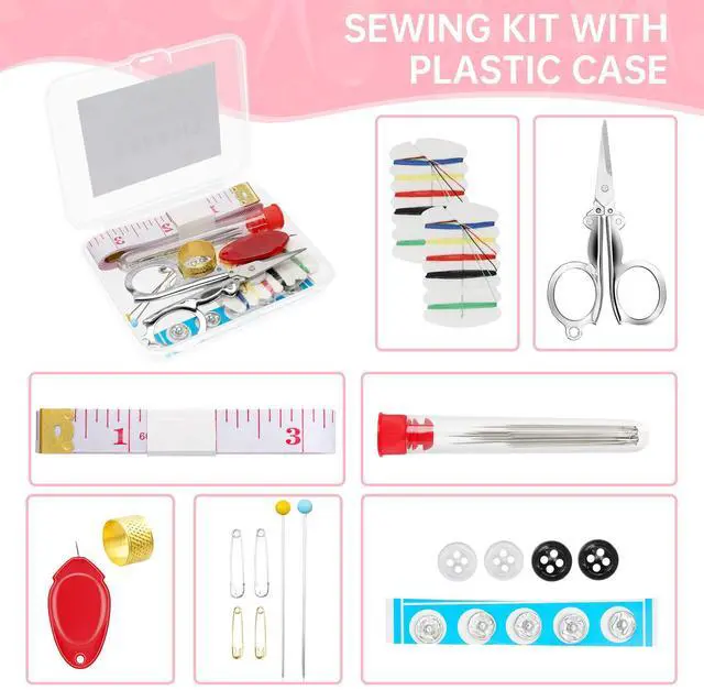 Alt view image 3 of 7 - Min Sewing Kit, Travel Sewing Kit with Multi-Color Threads, Scissors, Needles, Buttons, Portable Emergency Sewing Tool Set with Storage Case, Adults Sewing Repair Kit for Craft Supplies