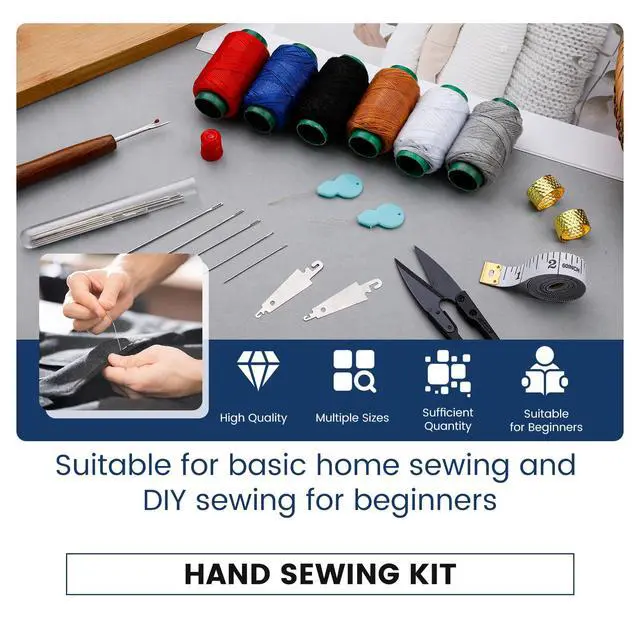 Alt view image 3 of 7 - TLKKUE Sewing Kit for Adults, Steel Needles for Hand Sewing, 40 Pcs Sewing Kit with Sewing Needles Storage Bag Threads Thimbles Seam Rippers for Repair Clothing(6-Color Upholstery Thread)