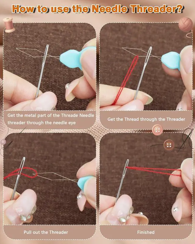 Alt view image 4 of 6 - FIVEIZERO 80/40 PCS Premium Stainless Steel Sewing Needles, 7 Sizes Large Eye Sewing Sharp Needles, Leather Needle Embroidery Thread Needle with Threaders for Handsewing Art Crafts