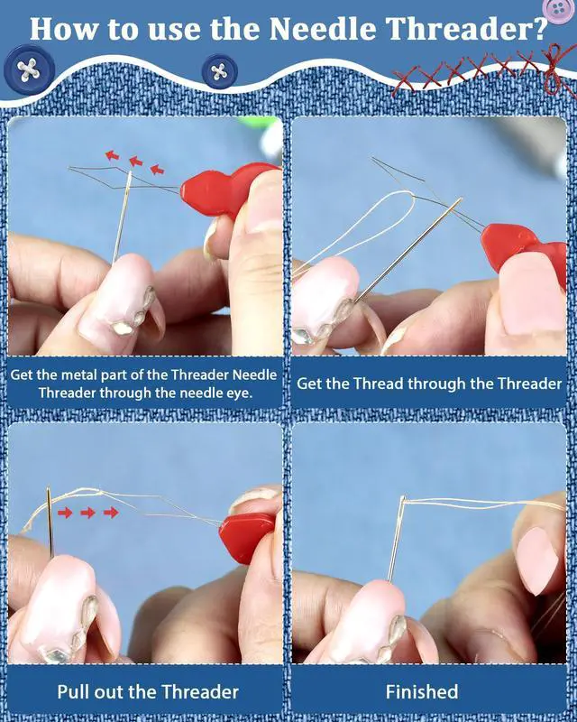Alt view image 5 of 7 - FIVEIZERO 30-Count Steel Needles for Hand Sewing, 6 Sizes Large Eye Embroidery and Hand Quilting Needles Kit with Threaders for Art & Craft Projects