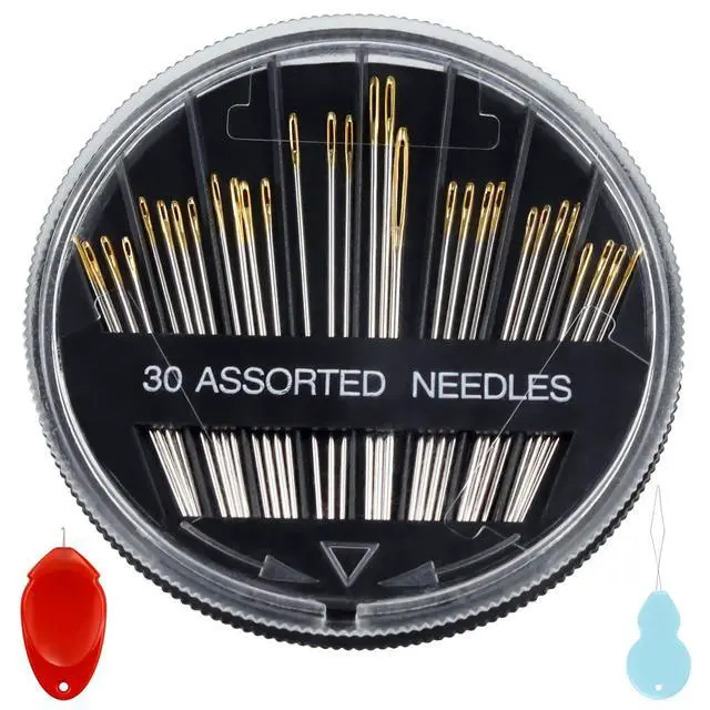 Alt view image 7 of 7 - FIVEIZERO 30-Count Steel Needles for Hand Sewing, 6 Sizes Large Eye Embroidery and Hand Quilting Needles Kit with Threaders for Art & Craft Projects