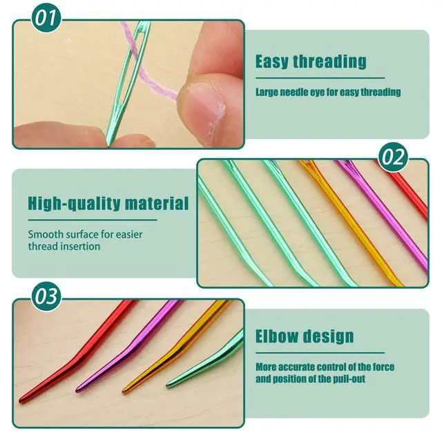 Alt view image 5 of 7 - Bupete 25 Pcs Yarn Needles Set, Metal Tapestry Needle, Crochet Needles for Yarn, Large Eye Sewing Needles, Curved Darning Needles, Knitting Needles for Sewing, Knitting, Crochet