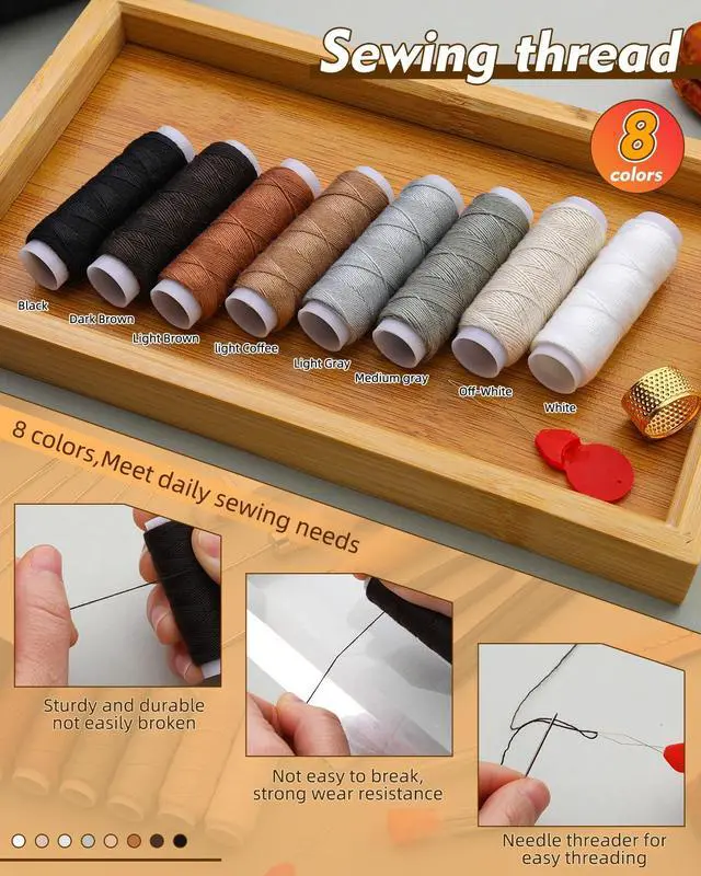 Alt view image 3 of 7 - BAGERLA Upholstery Repair Kit, 50 Pcs Heavy Duty Sewing Kit with 8 Colors Thread 32 Pcs Upholstery Needles, Sewing Awls for Hand Stitching Car Sofa Shoe Backpack Craft DIY