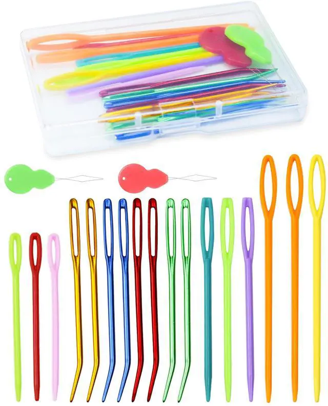 Main image of FIVEIZERO 19 Pcs Yarn Needles Set, Assorted Yarn Needles Bent Tapestry Needle Weaving Needle Darning Needles Plastic Needles Large Eye Blunt Knitting Needles for Sewing Crochet 03