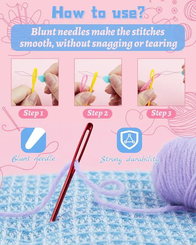 Alt view image 5 of 6 - FIVEIZERO 19 Pcs Yarn Needles Set, Assorted Yarn Needles Bent Tapestry Needle Weaving Needle Darning Needles Plastic Needles Large Eye Blunt Knitting Needles for Sewing Crochet 03