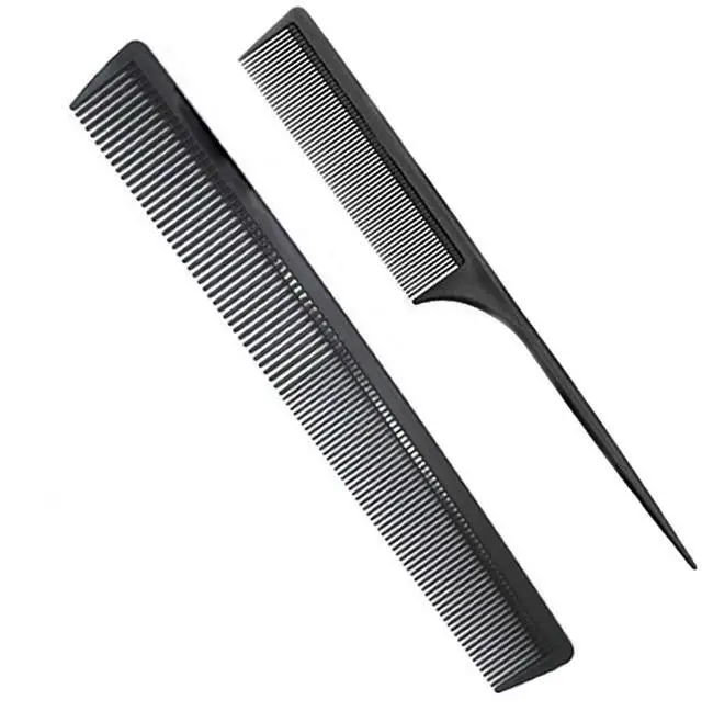 Main image of Professional Black Carbon Fiber Teasing Comb, Fine and Wide Tooth Hair Barber Comb For All Hair Types