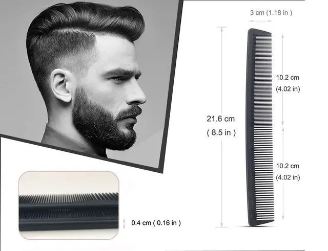 Alt view image 2 of 7 - Professional Black Carbon Fiber Teasing Comb, Fine and Wide Tooth Hair Barber Comb For All Hair Types