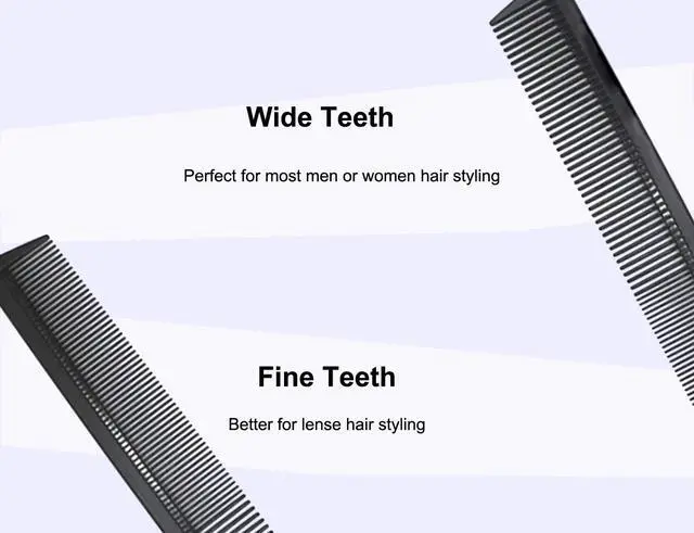 Alt view image 6 of 7 - Professional Black Carbon Fiber Teasing Comb, Fine and Wide Tooth Hair Barber Comb For All Hair Types