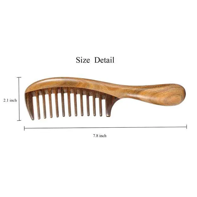 Alt view image 2 of 6 - Louise Maelys Wooden Wide Tooth Hair Comb for Curly Detangling Sandalwood