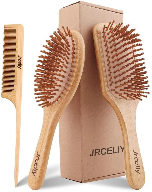 Main image of 3PCS Bamboo Hair Brush Set,Natural Wooden Brush for Women, madam, Paddle Detangling Brush for Dry/Curly/Thick/Thin/Straight Hair