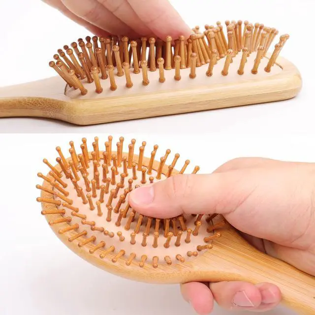 Alt view image 4 of 7 - 3PCS Bamboo Hair Brush Set,Natural Wooden Brush for Women, madam, Paddle Detangling Brush for Dry/Curly/Thick/Thin/Straight Hair