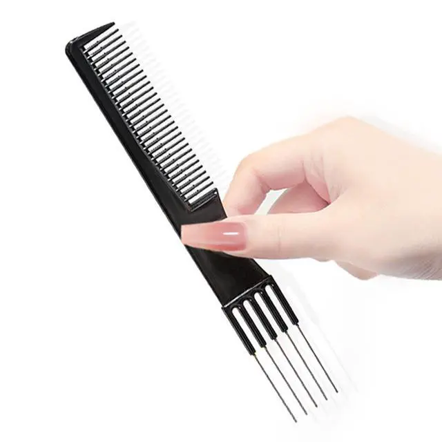 Alt view image 2 of 7 - Beautifultracy 2 Packs Teasing Comb with Metal Pick Combs for Women Hair Pick Comb for Hair Styling (Black)