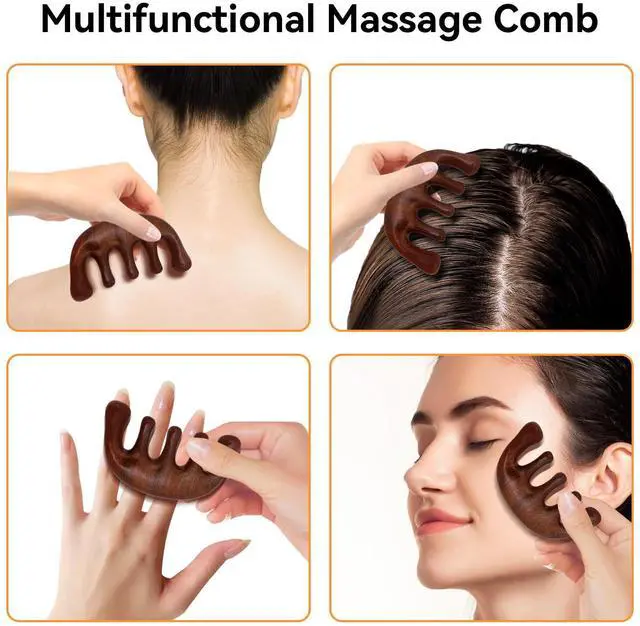 Alt view image 3 of 7 - CKCLGTDM 2 Pack Wooden Head Scalp Massager Comb, Sandalwood Scalp Massage Wood, Head Massager Gua Sha Tool Brush for Women Men Hair Growth