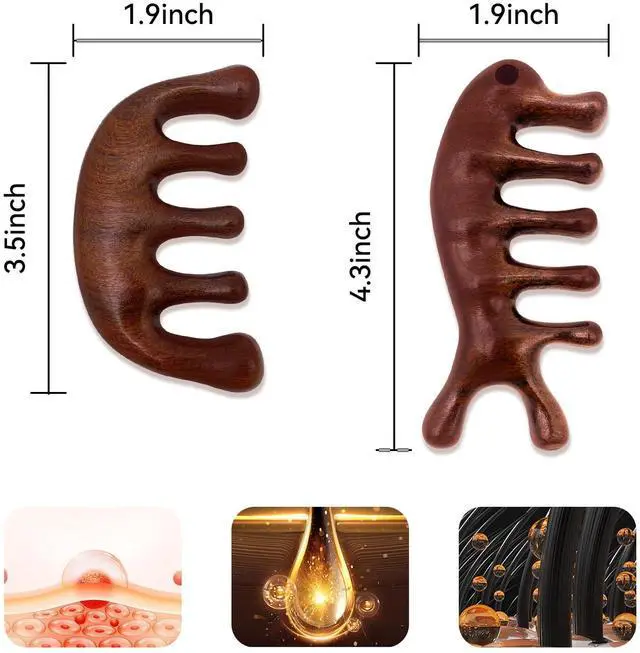 Alt view image 5 of 7 - CKCLGTDM 2 Pack Wooden Head Scalp Massager Comb, Sandalwood Scalp Massage Wood, Head Massager Gua Sha Tool Brush for Women Men Hair Growth