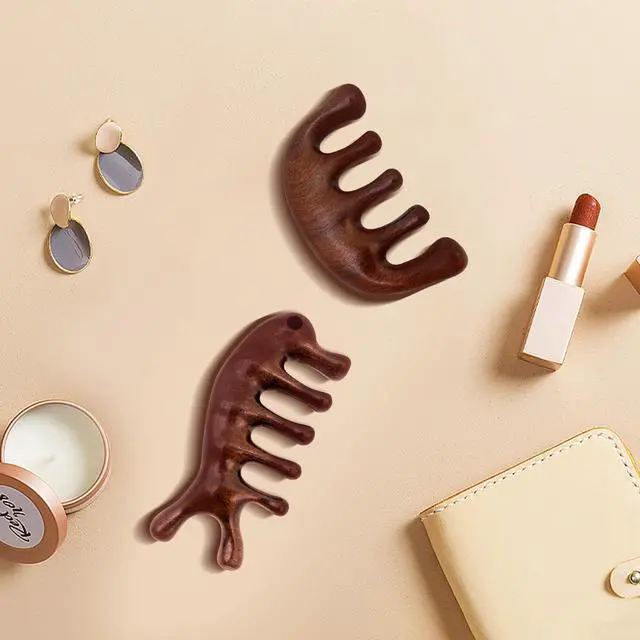 Alt view image 7 of 7 - CKCLGTDM 2 Pack Wooden Head Scalp Massager Comb, Sandalwood Scalp Massage Wood, Head Massager Gua Sha Tool Brush for Women Men Hair Growth
