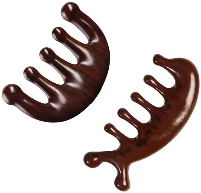 Main image of Huakaile 2 Pcs Wooden Scalp Massage comb, Natural Gua Sha Hair Comb Brush, Wide Tooth Wood Scalp Massager Comb for Hair Growth Women Men Meridians Head Face Neck stimulator