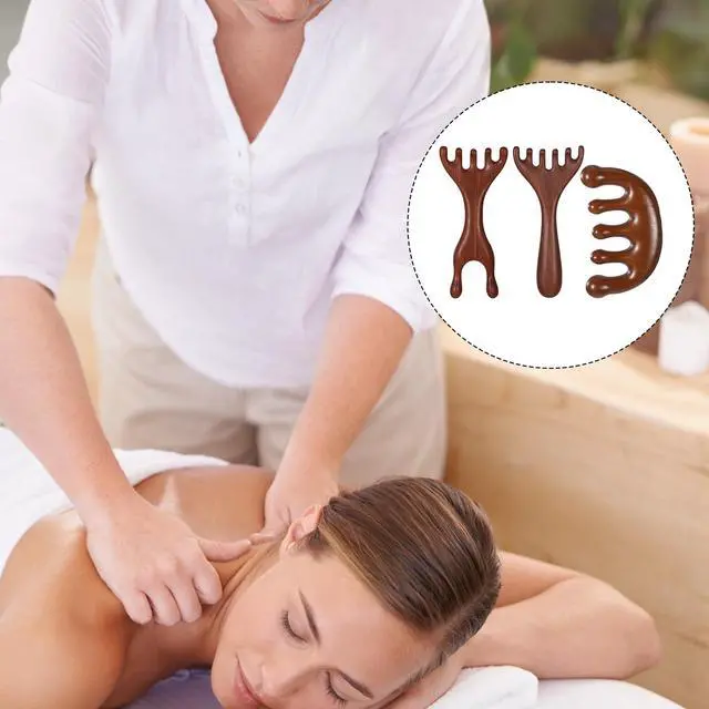 Alt view image 4 of 7 - Xthrotsenk 3 PCS Scalp Massager Hair Growth Wooden Gua Sha Hair-Massager Comb Scalp Massager Manual Scalps Massagers Scalps Tool for Women Man Hairs Promoting Hairs Growth