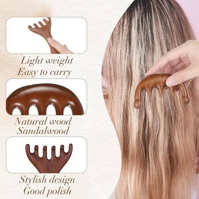 Alt view image 6 of 7 - Xthrotsenk 3 PCS Scalp Massager Hair Growth Wooden Gua Sha Hair-Massager Comb Scalp Massager Manual Scalps Massagers Scalps Tool for Women Man Hairs Promoting Hairs Growth