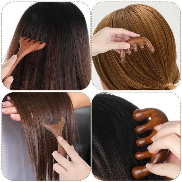 Alt view image 7 of 7 - Xthrotsenk 3 PCS Scalp Massager Hair Growth Wooden Gua Sha Hair-Massager Comb Scalp Massager Manual Scalps Massagers Scalps Tool for Women Man Hairs Promoting Hairs Growth