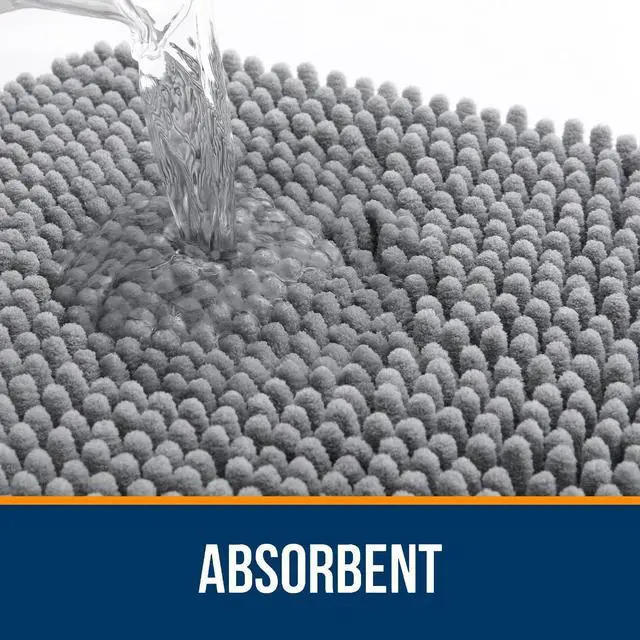 Alt view image 4 of 7 - OLANLY Small Bathroom Rugs 24x16, Extra Soft Absorbent Chenille Bath Rugs, Rubber Backing Quick Dry, Machine Washable Bath Mats for Bathroom Floor, Tub and Shower, Home Decor Accessories, Grey