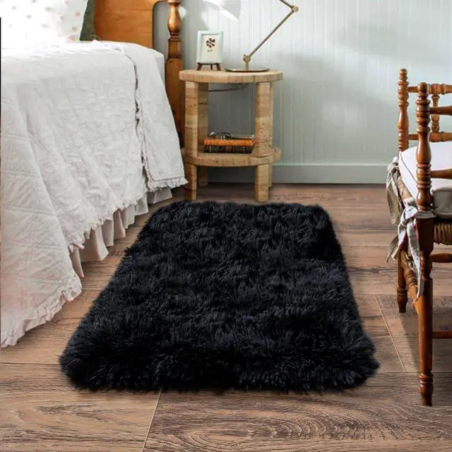 Main image of Quntue Small Black Area Rug, 2x3 Rug for Bedroom Shaggy Throw Rugs for Dorm Rug, Soft Shag Carpet for Kids Room, Plush Comfy Fluffy Bedside Rug for Home Decor Aesthetic