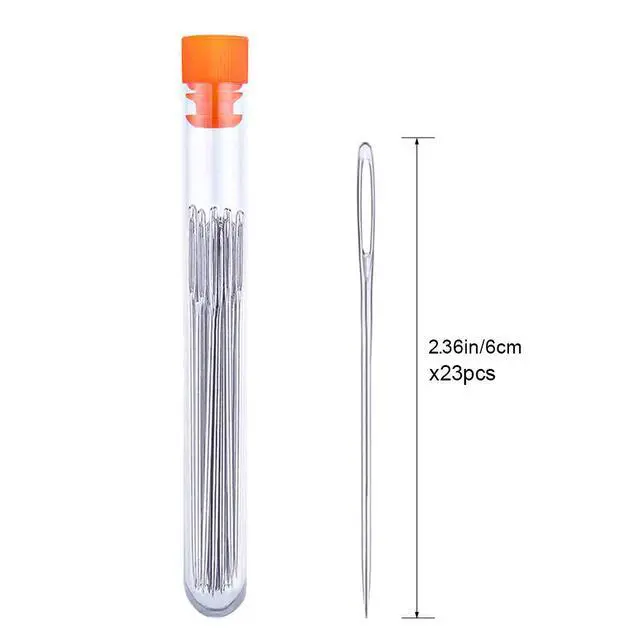 Alt view image 2 of 7 - 23 PCS Large Eye Sewing Needles, 2.36in Sewing Sharp Needles, Leather Embroidery Thread Needle, Stainless Steel Yarn Knitting Needle with a 3.3in Plastic Bottle