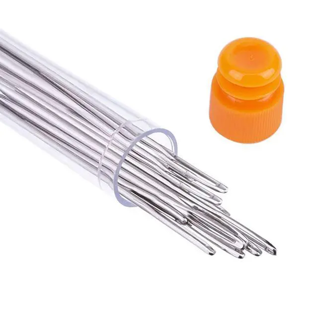Alt view image 3 of 7 - 23 PCS Large Eye Sewing Needles, 2.36in Sewing Sharp Needles, Leather Embroidery Thread Needle, Stainless Steel Yarn Knitting Needle with a 3.3in Plastic Bottle