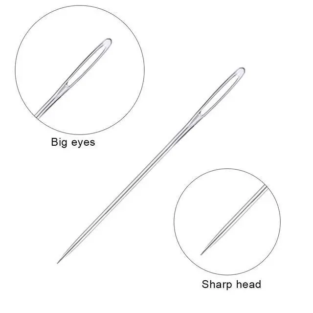 Alt view image 4 of 7 - 23 PCS Large Eye Sewing Needles, 2.36in Sewing Sharp Needles, Leather Embroidery Thread Needle, Stainless Steel Yarn Knitting Needle with a 3.3in Plastic Bottle
