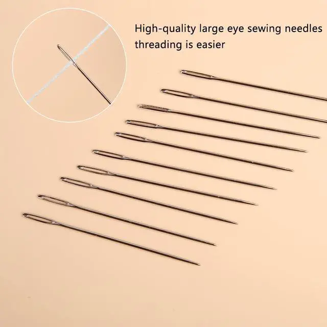 Alt view image 7 of 7 - 23 PCS Large Eye Sewing Needles, 2.36in Sewing Sharp Needles, Leather Embroidery Thread Needle, Stainless Steel Yarn Knitting Needle with a 3.3in Plastic Bottle