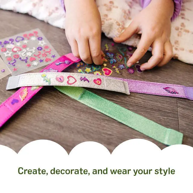 Alt view image 3 of 7 - Melissa & Doug Design-Your-Own Bracelets with 100+ Sparkle Gem & Glitter Stickers, Kids Snap Bracelets, Stickers & Jewelry Crafts, Preschool Toys for Girls & Boys Ages 4+