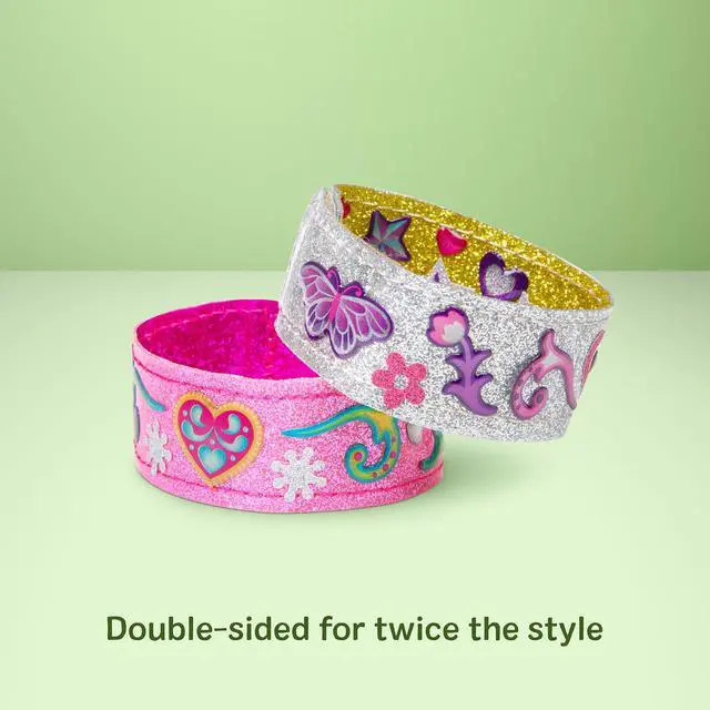 Alt view image 4 of 7 - Melissa & Doug Design-Your-Own Bracelets with 100+ Sparkle Gem & Glitter Stickers, Kids Snap Bracelets, Stickers & Jewelry Crafts, Preschool Toys for Girls & Boys Ages 4+
