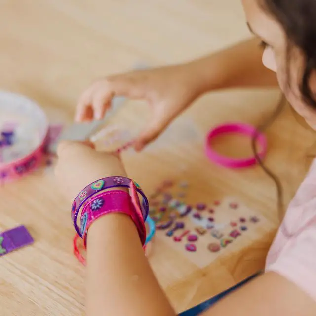 Alt view image 7 of 7 - Melissa & Doug Design-Your-Own Bracelets with 100+ Sparkle Gem & Glitter Stickers, Kids Snap Bracelets, Stickers & Jewelry Crafts, Preschool Toys for Girls & Boys Ages 4+