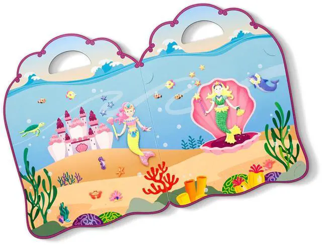 Alt view image 5 of 7 - Melissa & Doug Puffy Sticker Play Set Mermaids, 65 Reusable Stickers with 2 Fold-Out Scenes, Restickable Fashion Activity Book, Mess Free Travel Toys for Kids Ages 4+ - FSC Certified