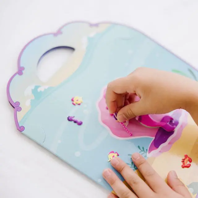 Alt view image 7 of 7 - Melissa & Doug Puffy Sticker Play Set Mermaids, 65 Reusable Stickers with 2 Fold-Out Scenes, Restickable Fashion Activity Book, Mess Free Travel Toys for Kids Ages 4+ - FSC Certified