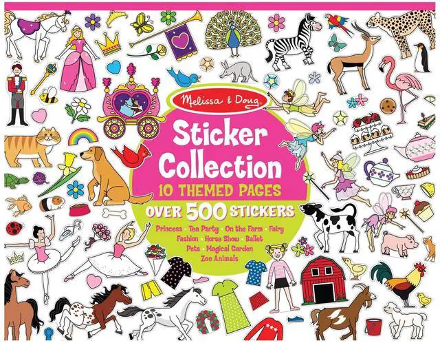 Main image of Melissa & Doug Sticker Collection Book: Princesses, Tea Party, Animals, and More - 500+ Stickers - FSC Certified