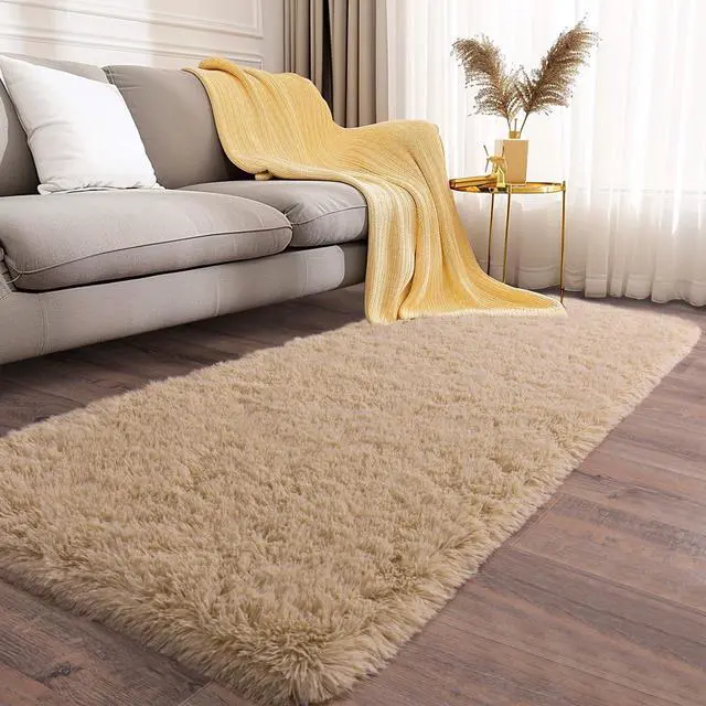 Alt view image 2 of 7 - Ailyei Soft Runner Rugs for Bedroom Hallways, 2x6 Beige Fluffy Shag Throw Area Rug Non Slip for Bedside Dorm, Long Shaggy Furry Carpet for Nursery Living Room