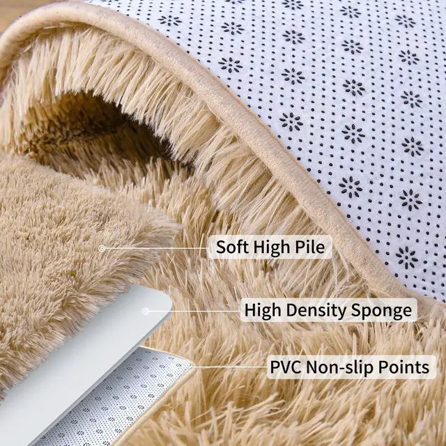 Alt view image 5 of 7 - Ailyei Soft Runner Rugs for Bedroom Hallways, 2x6 Beige Fluffy Shag Throw Area Rug Non Slip for Bedside Dorm, Long Shaggy Furry Carpet for Nursery Living Room