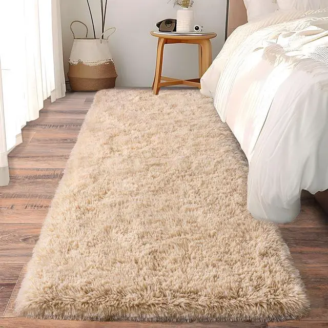 Main image of Ailyei Soft Runner Rugs for Bedroom Hallways, 2x6 Beige Fluffy Shag Throw Area Rug Non Slip for Bedside Dorm, Long Shaggy Furry Carpet for Nursery Living Room