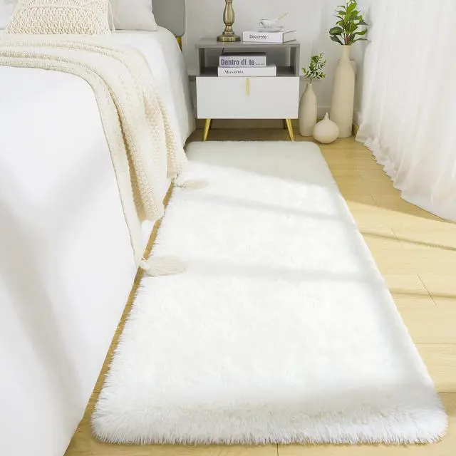 Main image of BENRON Soft Runner Rugs for Bedroom 2x6, Washable Long Runners for Hallway Entryway Kitchen Dorm, Fluffy Throw Rug for Kids Girls Room Decor Photo Prop, Cream White