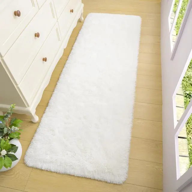 Alt view image 5 of 7 - BENRON Soft Runner Rugs for Bedroom 2x6, Washable Long Runners for Hallway Entryway Kitchen Dorm, Fluffy Throw Rug for Kids Girls Room Decor Photo Prop, Cream White