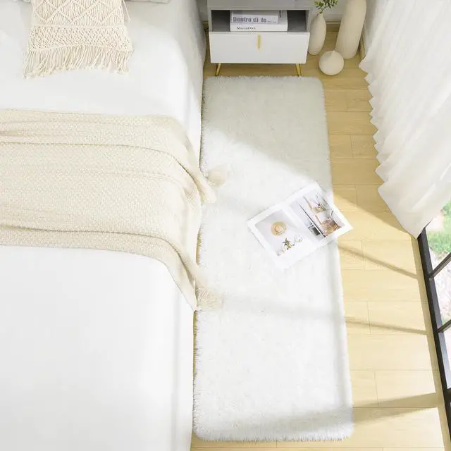 Alt view image 2 of 7 - BENRON Soft Runner Rugs for Bedroom 2x6, Washable Long Runners for Hallway Entryway Kitchen Dorm, Fluffy Throw Rug for Kids Girls Room Decor Photo Prop, Cream White