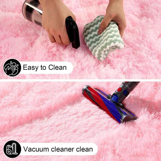 Alt view image 4 of 7 - Ehayx Pink Rug for Bedroom, 2x3 Fluffy Area Rugs for Living Room, Small Fuzzy Shag Soft Carpet with 4 Non-Slip Adhesive Strips for Kids Boys and Girls Nursery Dorm Room Home Decor (2ft X 3ft)