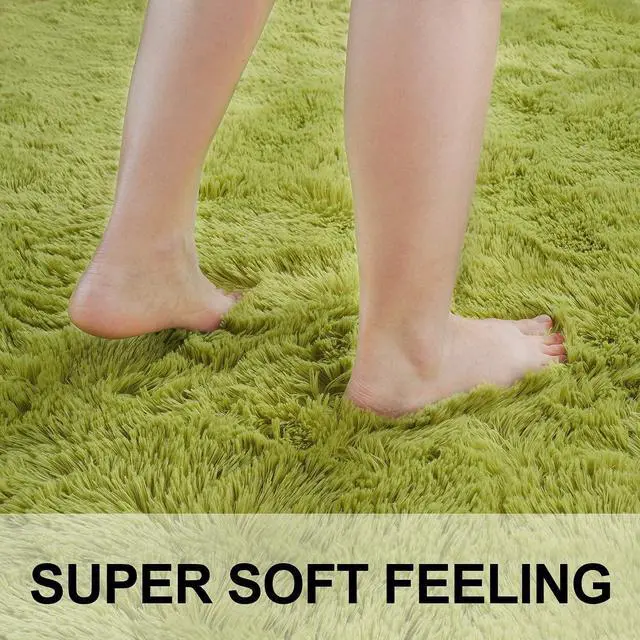 Alt view image 4 of 7 - Merelax Modern Soft Fluffy Shaggy Rug for Bedroom Livingroom Small Chair Decor Rugs Feet Floor mats , Non-Slip Plush Furry Fur Area Rugs Comfy Nursery Accent Floor Carpet 2 X 3 Feet, Green