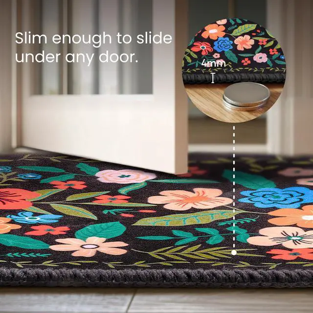Alt view image 4 of 7 - Joiedomi Hallway Runner Rug Washable 2'x6' Non Slip Kitchen Rug with Rubber Backing Soft Boho Floral Floor Carpet Runners for Entryway Laundry Bedroom Indoor (Black)