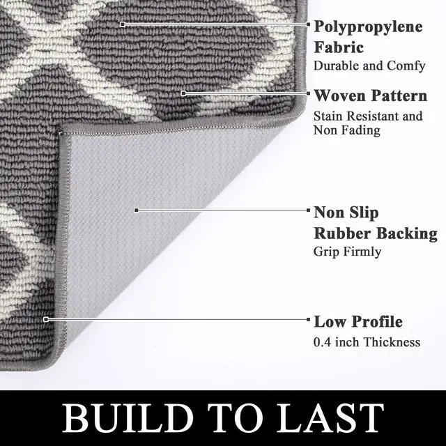Alt view image 4 of 7 - SHACOS Door Mats 20"x32" Indoor Washable Kitchen Entryway Rug Non Slip Absorbent Floor Mat for Home Entrance Garage, Light Gray