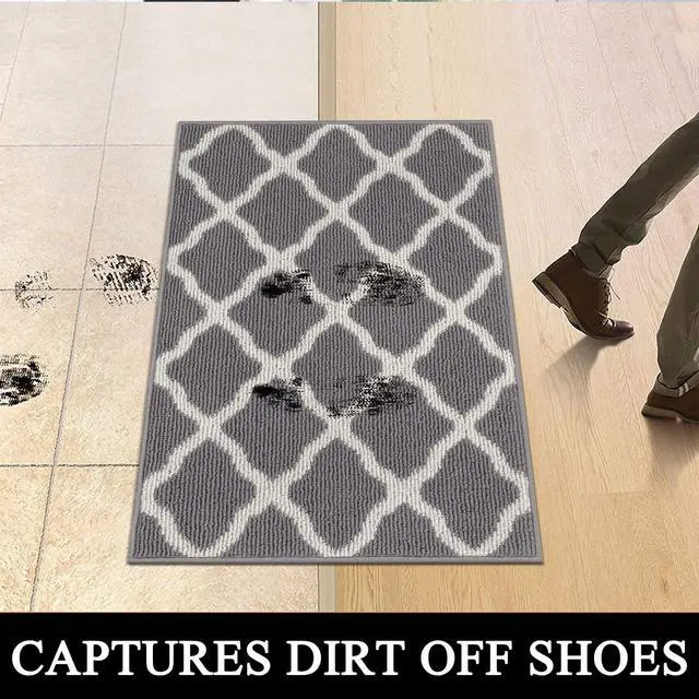 Alt view image 5 of 7 - SHACOS Door Mats 20"x32" Indoor Washable Kitchen Entryway Rug Non Slip Absorbent Floor Mat for Home Entrance Garage, Light Gray