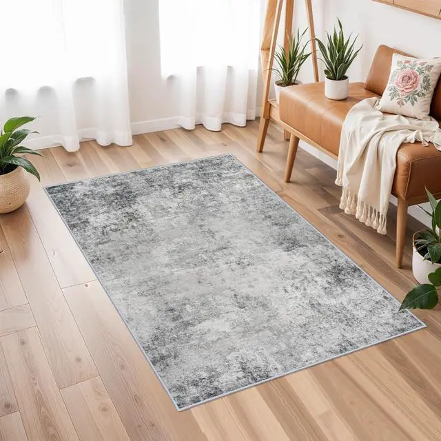 Alt view image 3 of 7 - Washable 2x3 Abstract Area Rug - Large Living Room Area Rugs Modern Stain Resistant Indoor mat for Bedroom Dining Room Non Slip Rubber Backing Thin Super Soft Room Decor Floor Carpet 2x3 Grey