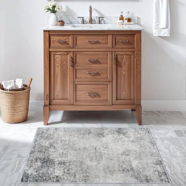 Alt view image 4 of 7 - Washable 2x3 Abstract Area Rug - Large Living Room Area Rugs Modern Stain Resistant Indoor mat for Bedroom Dining Room Non Slip Rubber Backing Thin Super Soft Room Decor Floor Carpet 2x3 Grey