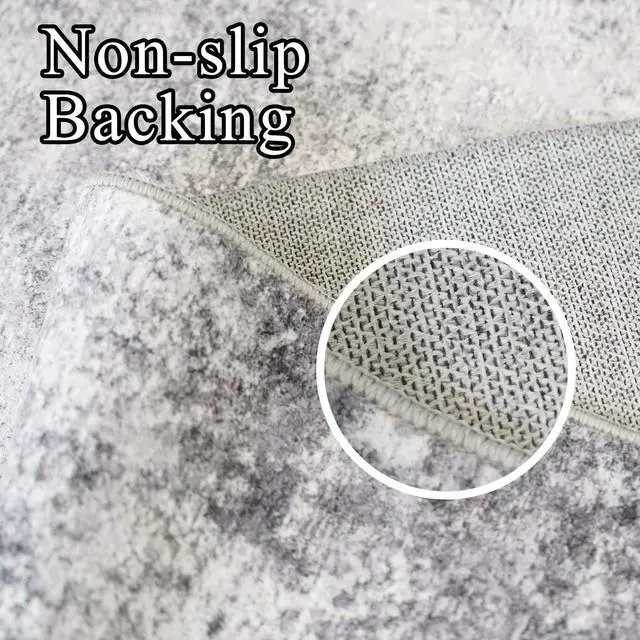 Alt view image 7 of 7 - Washable 2x3 Abstract Area Rug - Large Living Room Area Rugs Modern Stain Resistant Indoor mat for Bedroom Dining Room Non Slip Rubber Backing Thin Super Soft Room Decor Floor Carpet 2x3 Grey