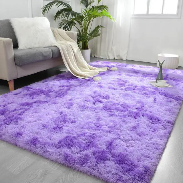 Main image of FlyDOIT Purple Tie-Dyed Large Rugs for Living Room, 4x6 Feet Shaggy Rug Fluffy Throw Carpets, Ultra Soft Plush Modern Indoor Fuzzy Rugs for Bedroom Girls Kids Nursery Room Dorm Home Decor